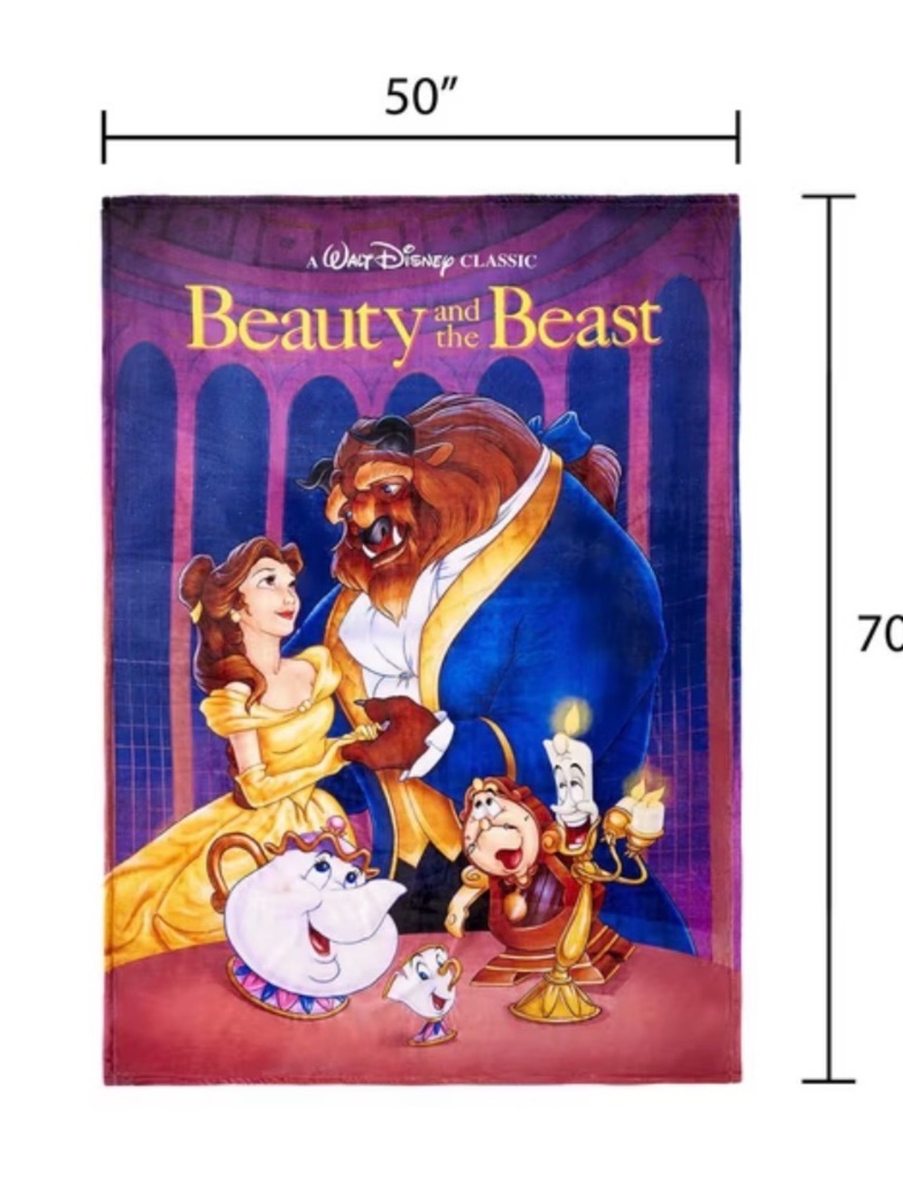 Disney Beauty and the Beast Throw - Blue & Yellow